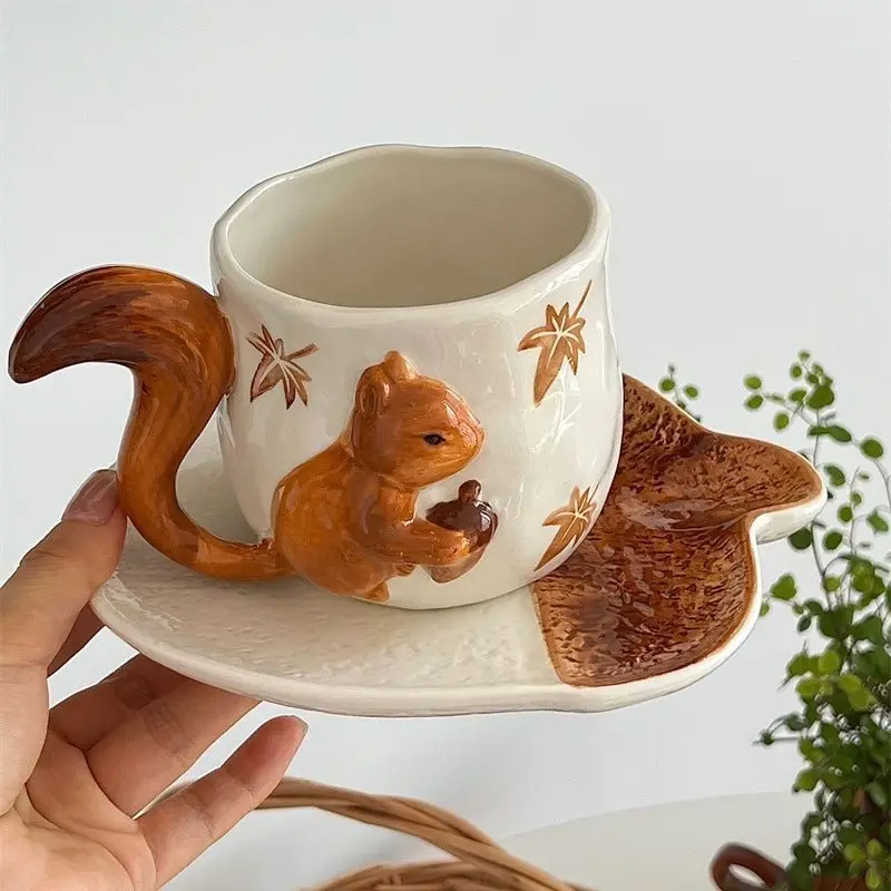 Coffee Tea Latte - Caneca de Cerâmica 3D de Esquilo
