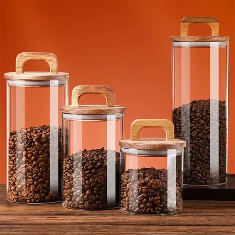 Tea Coffee Sugar Container - Frasco de vidro transparente com tampa