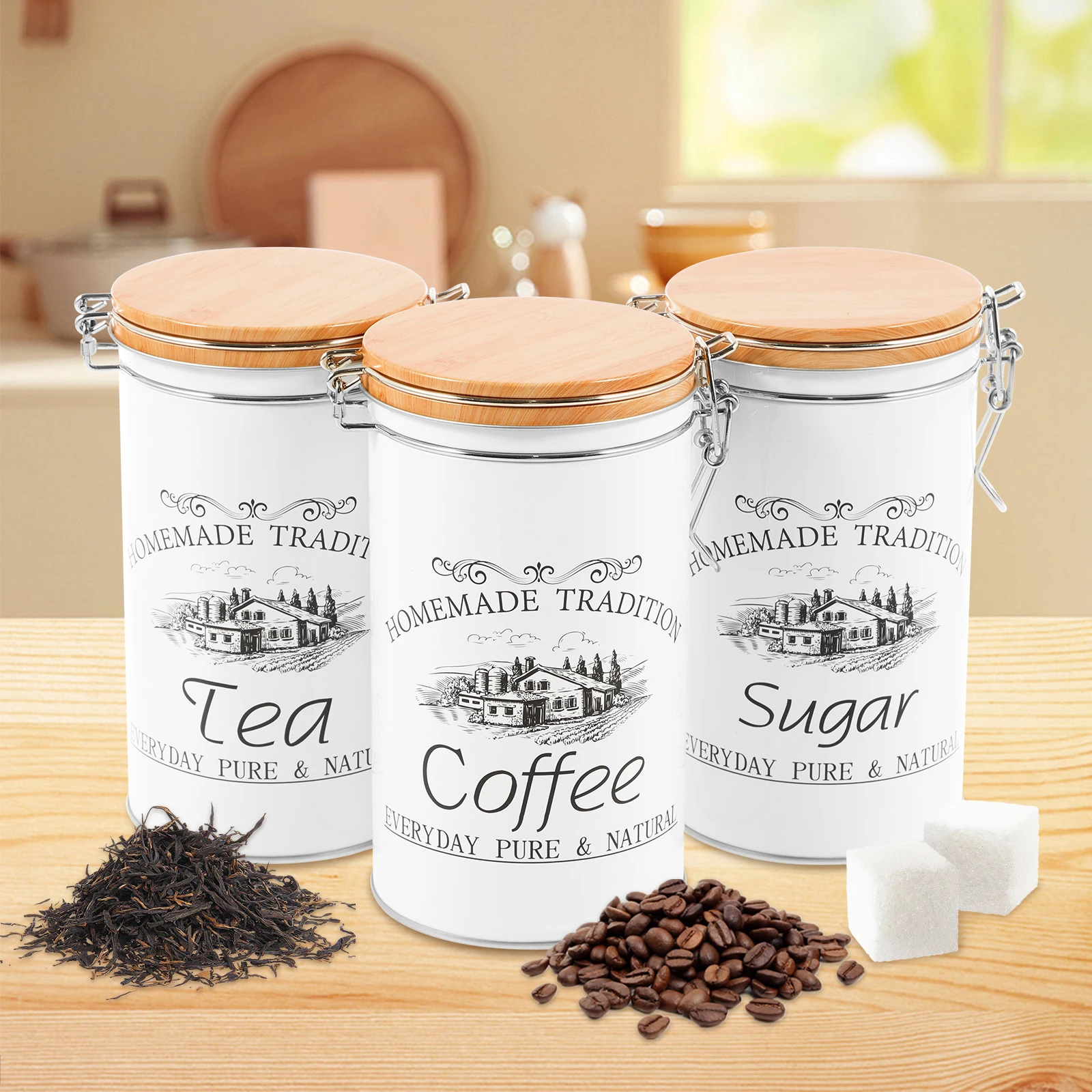 Conjunto de 3 Peças: Latas de  - Tea Coffee Sugar Container avaliação e preço