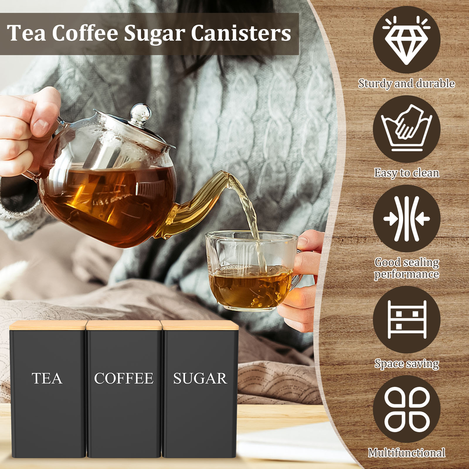 Jarra de armazenamento de grão - Tea Coffee Sugar Container avaliação e preço